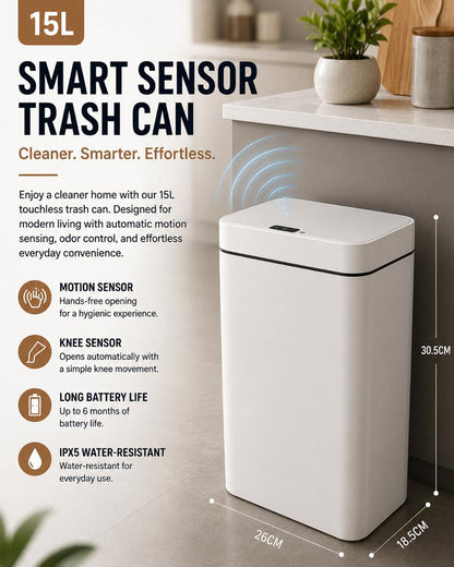 15L Smart Touchless Trash Can with Motion Sensor